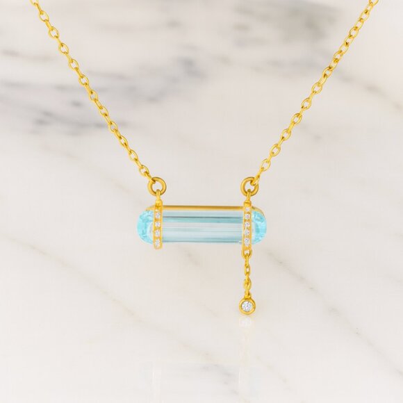 "Hydra" Aquamarine Necklace - Picture 2 of 2